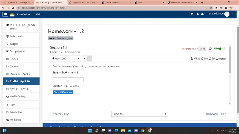 Find the domain of f and write your answer in interval notation.f(x)=3√(6−5x)+4-example-1