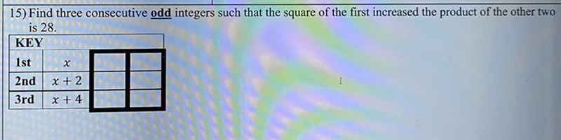 Find three consecutive odd integers such that the square of the first increased the-example-1