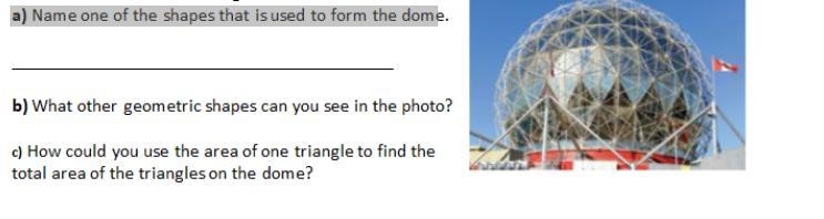 A) Name one of the shapes that is used to form the dome.-example-1