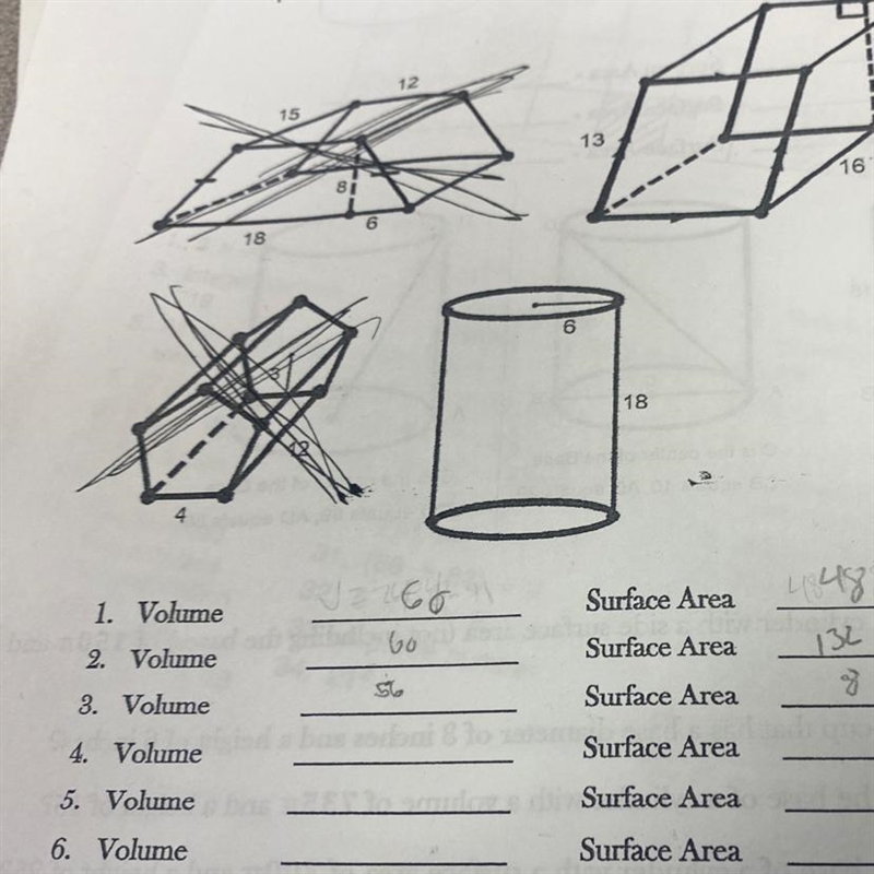 Number 4 find the volume and surface area of the box that says number 4-example-1