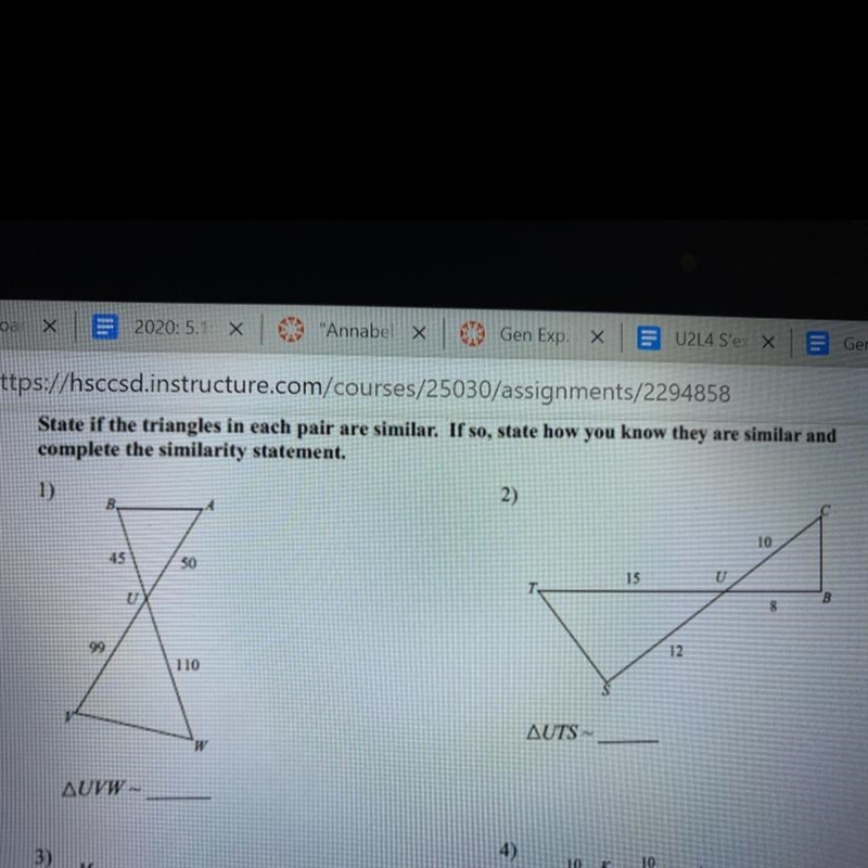 State if the triangles in each pair are similar. If so, state how you know they are-example-1