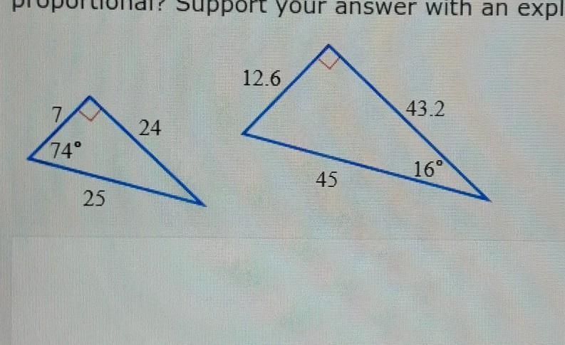 Examine the triangles shown below. (a) Are the corresponding angles of the triangles-example-1