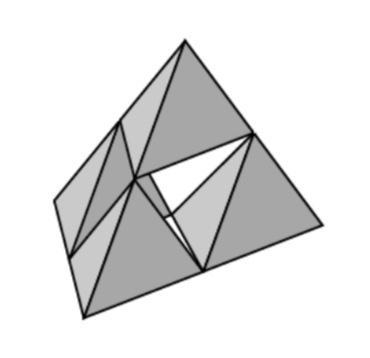 Your class tried to construct a tetrahedron using four smaller congruent tetrahedra-example-1