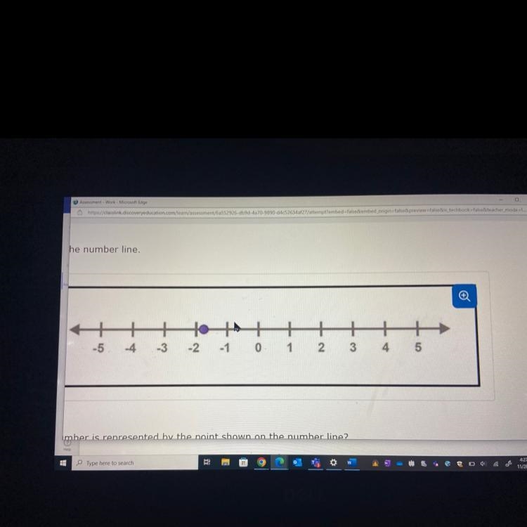 Which number is represented by the point shown on the number line? A.-1 B.-5/4 C.-7/4 D-example-1