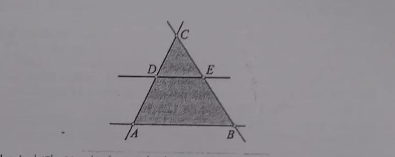 Points D and E belong to legs AC, that is BC of the triangle ABC and also AB||DE.If-example-1