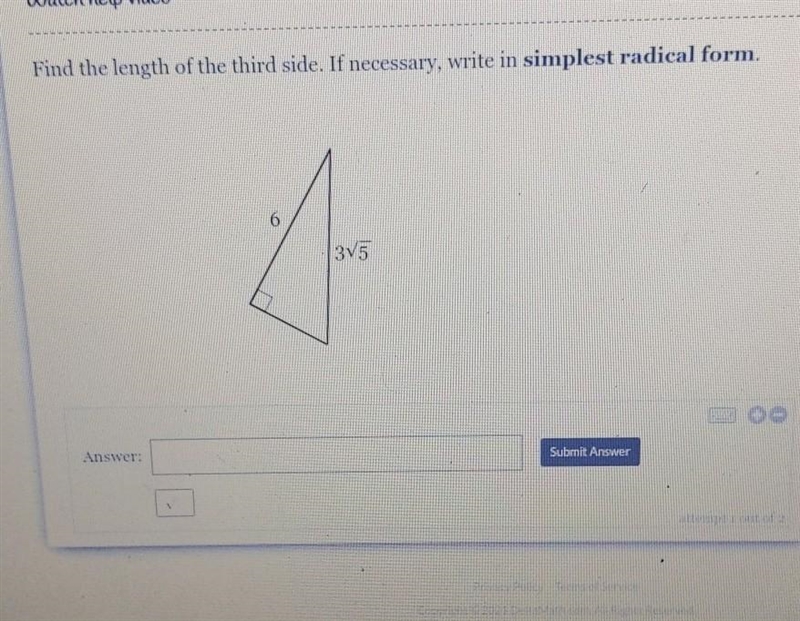 Find the length of the third side. if necessary, right and simply is radical form-example-1