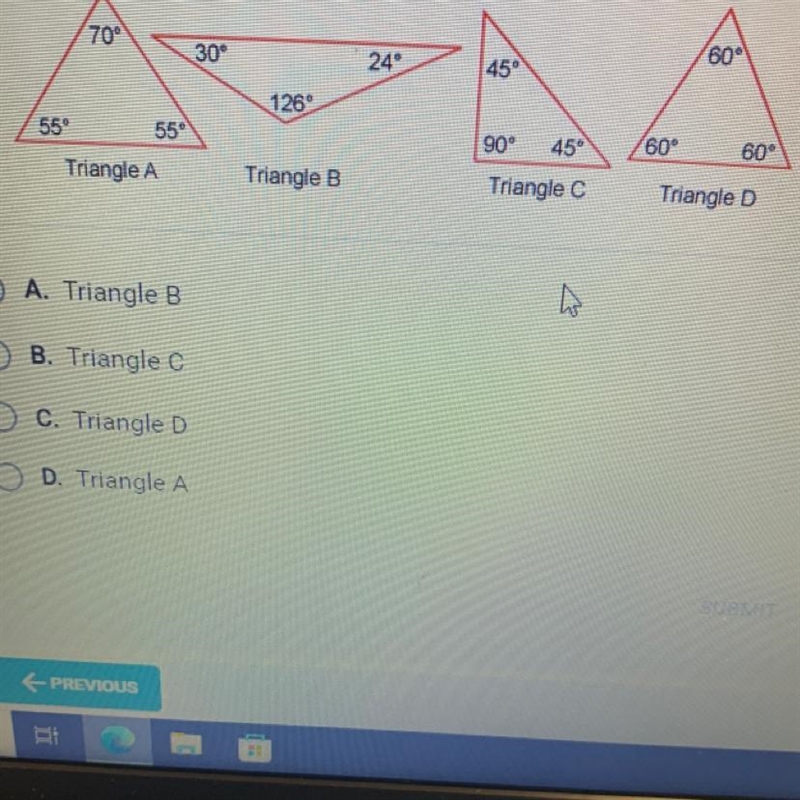 Which of the following is a right triangle?-example-1