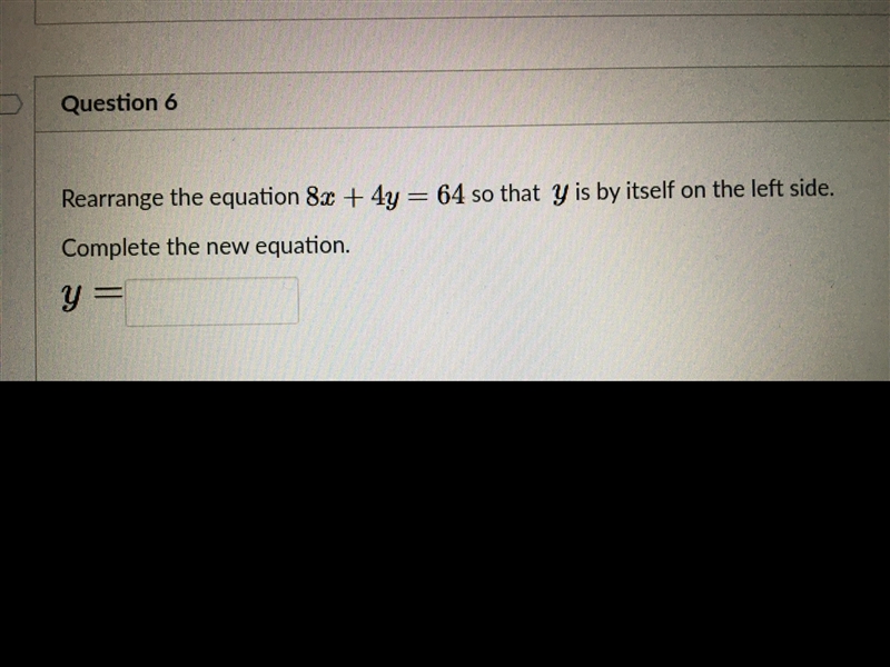 Consider the equation 8x + 4y = 64.Where does the graph intersect the y-axis?-example-1