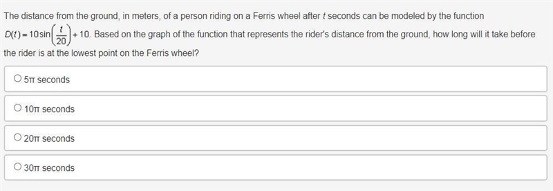 Based on the graph of the function that represents the rider's distance from the ground-example-1