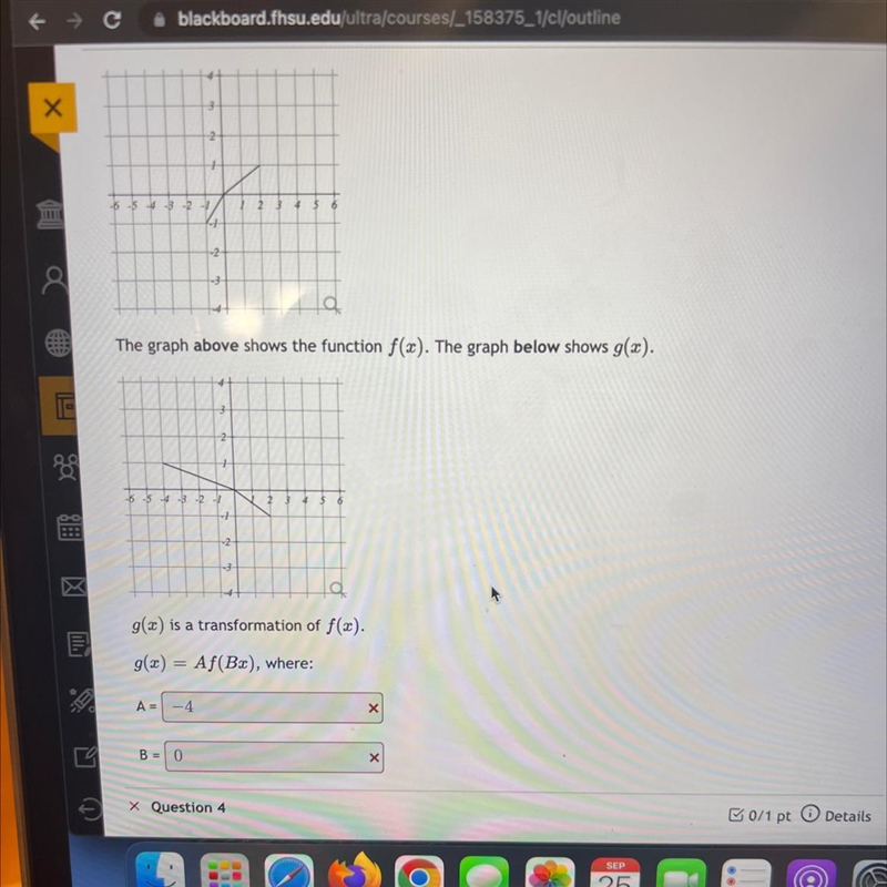 A= B= G(x) is a transformation of f(x) can you explain how I would get what A and-example-1