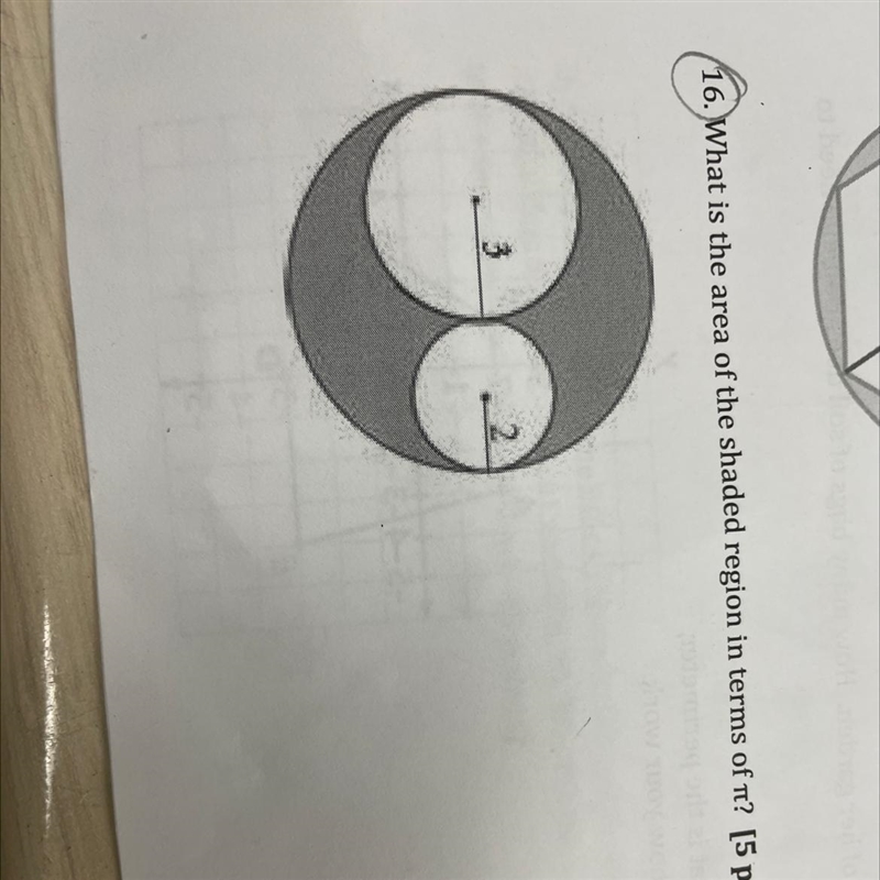 16. What is the area of the shaded region in terms of Tr? [20 points]-example-1