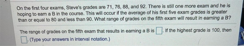 What’s the range of grades on the fifth exam that results in earning a B is _. If-example-1