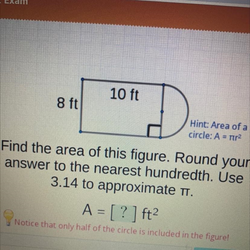 Find area of the figure. Round your answer to nearest hundredth and use 3.14-example-1