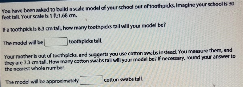 Your mother is out of toothpicks, and suggests you use cotton swabs instead. You measure-example-1