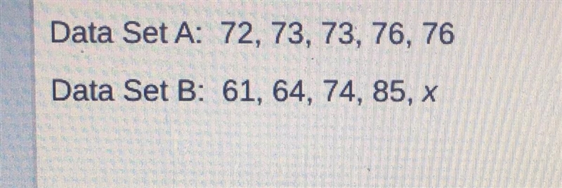 Data set A and data set B contain 5 numbers. If the mean of the data set A is equal-example-1