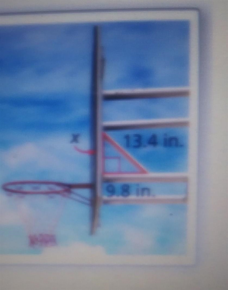 The backboard of the basketball hoop forms a right angle with the supporting rods-example-1