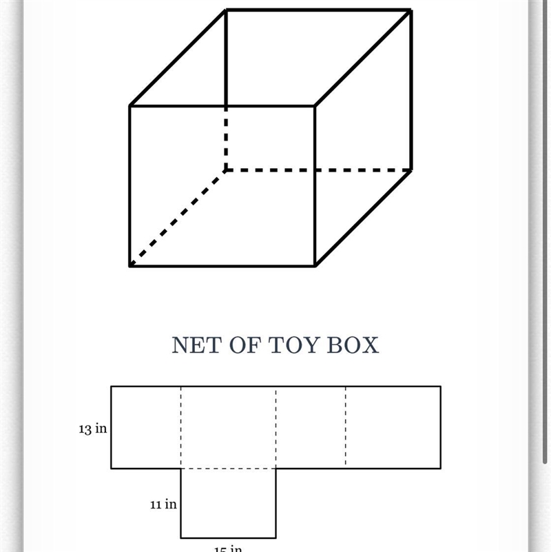 Bao built a toy box in the shape of a rectangular prism with an open top. The diagram-example-1