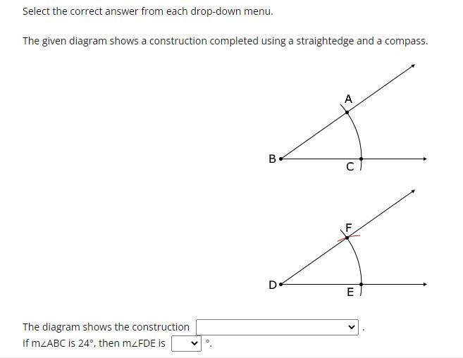 The given diagram shows a construction completed using a straightedge and a compass-example-1