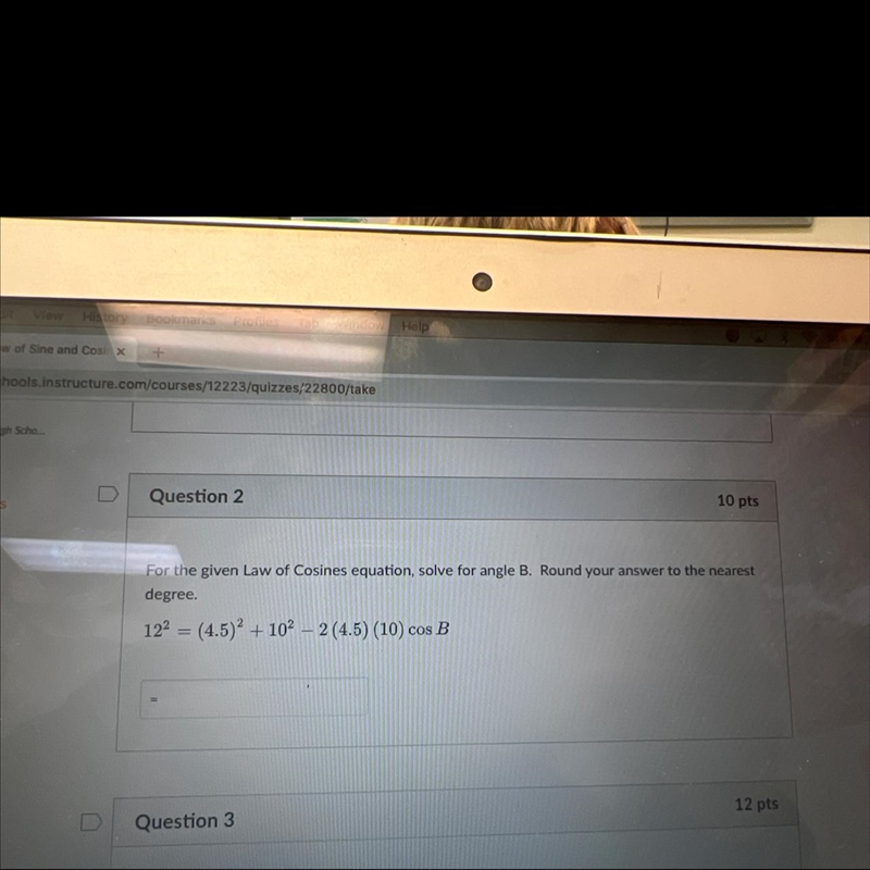 For the given law of cosines equation solve for angle b round your answer to the nearest-example-1