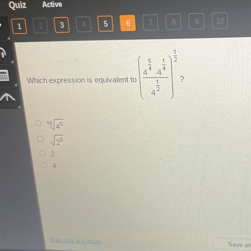 2 A101 4 Which expression is equivalent to 5 4 4 4 1 2 4 TIC ? 0 0 0 2 4-example-1