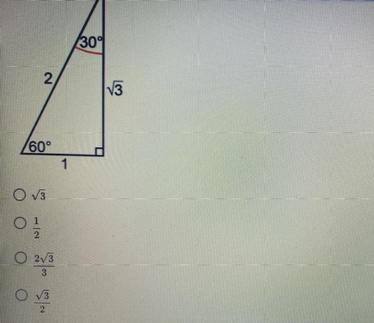 Use a 30 - 60 - 90 triangle to find the tangent of 60 Degrees-example-1