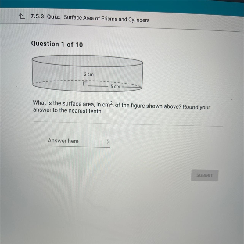 What is the surface area, in cm2, of the figure shown above ? Round your answer to-example-1