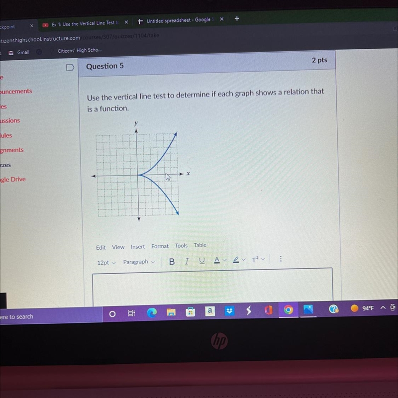 I need to determine if this graph shows a relation that is a function-example-1