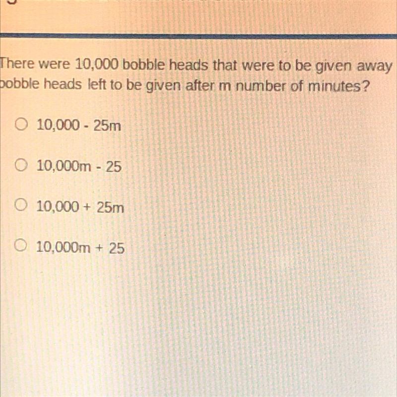 There were 10,000 bobble heads that were to be given away at a stadium, and 25 were-example-1