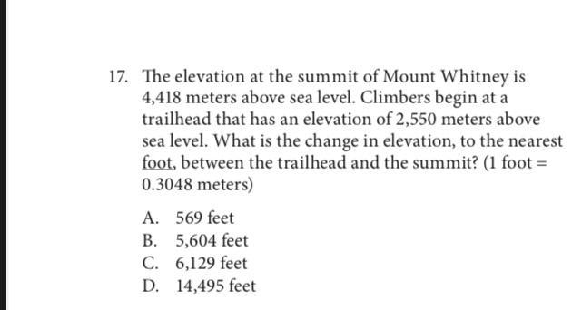 The elevation at the summit of Mount Whitney is 4,418 meters above sea level. Climbers-example-1