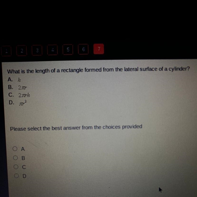 What is the length of a rectangle formed from the lateral surface of a cylinder?-example-1