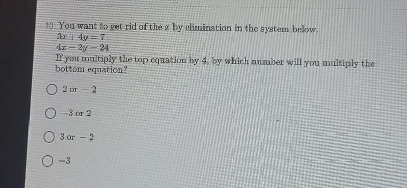 You want to get rid of the X by elimination in the system below-example-1