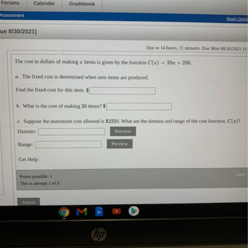 I have an online class and I need a little help please. I just need the domain and-example-1