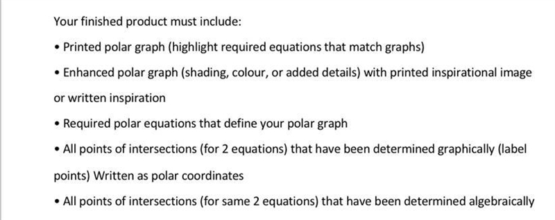 You are to create an original polar graph that display:(In one polar graph)1-circle-example-1