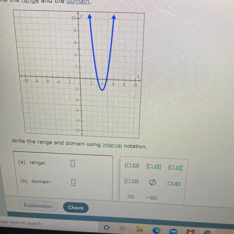 The graph of a quadric function with vertex (4,-2) is shown in the figure below. Find-example-1