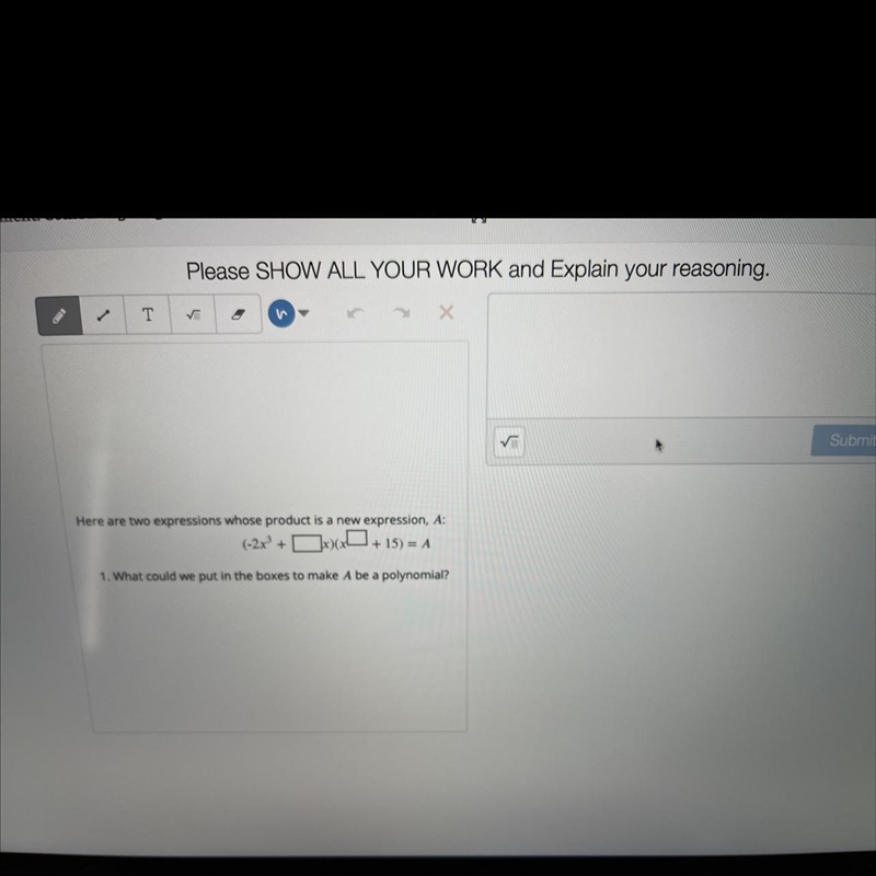 Here are two expressions whose product is a new expression, A: 1. What could we put-example-1