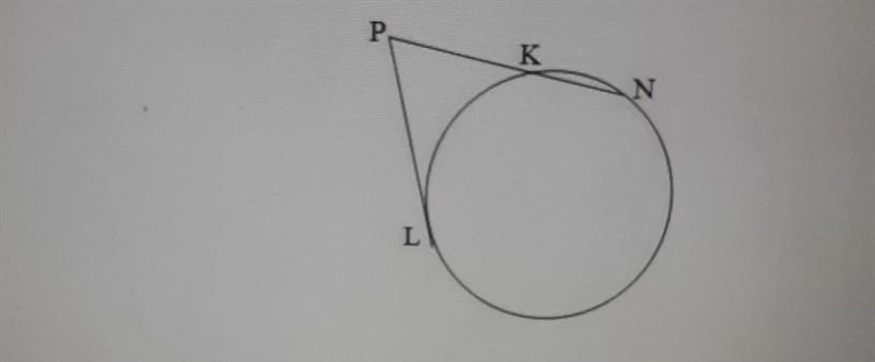 L is a point of a tangency . Segment PL have a common point at P . Find the length-example-1