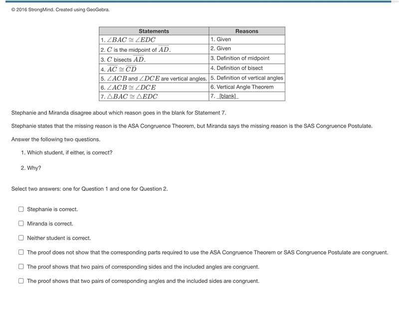 Use the information and diagram to complete the proof. Given: C is the midpoint of-example-2