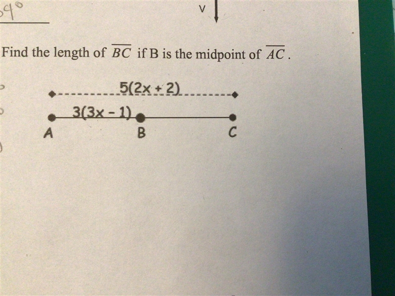 Find the length of BC if B is the midpoint of AC-example-1