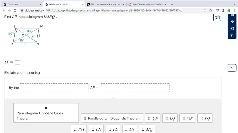 Find LP in parallelogram LMNQ.-example-1