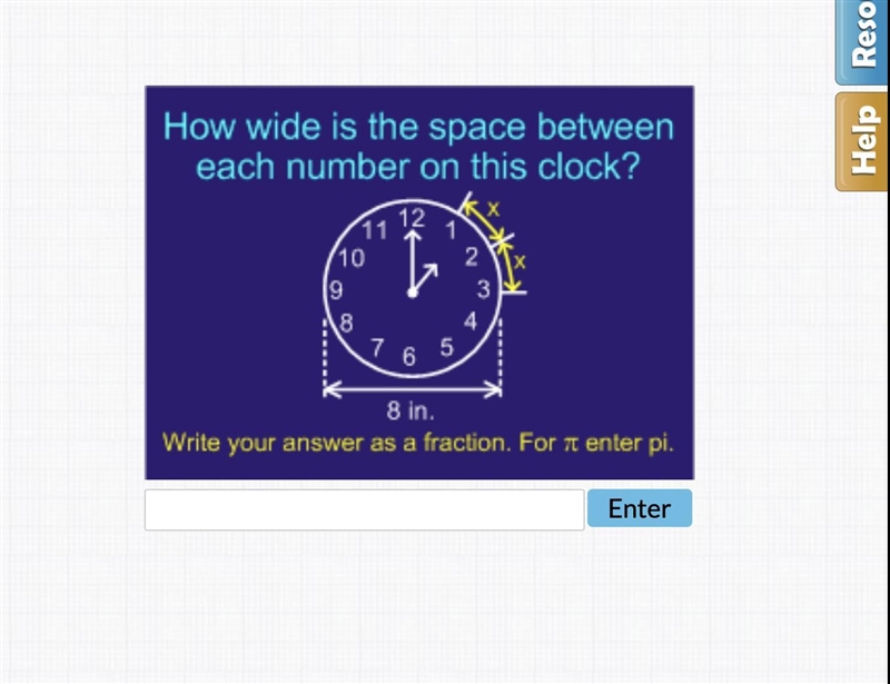 How wide is the space betweeneach number on this clock?-example-1