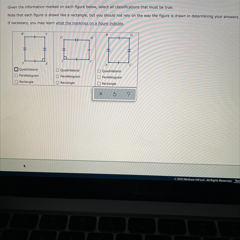 May I please get help with finding weather they are quadrilaterals, parallelograms-example-1