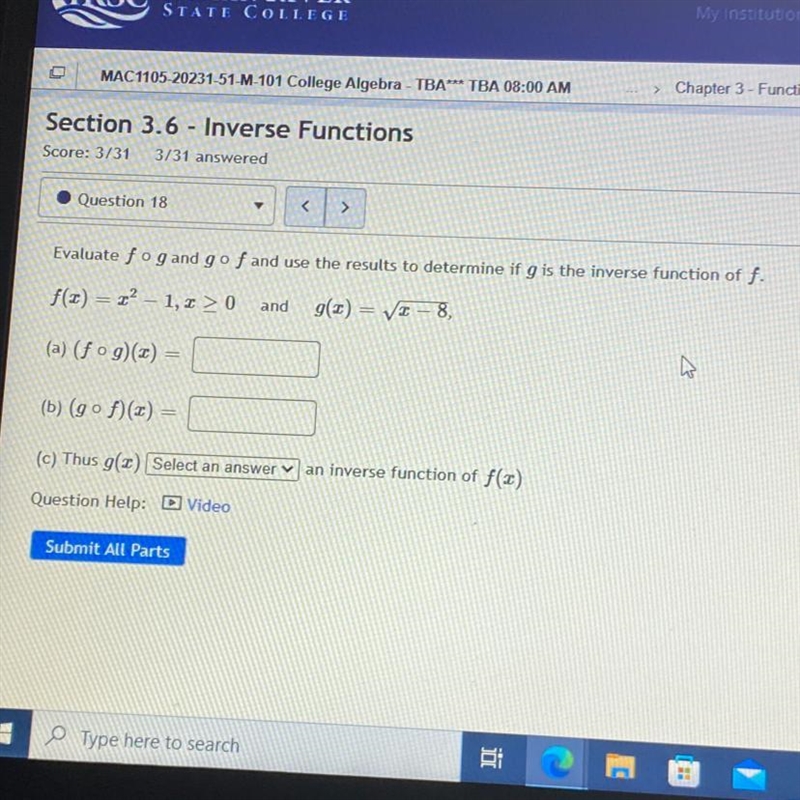 Evaluate fog and go f and use the results to determine if g is the inverse function-example-1