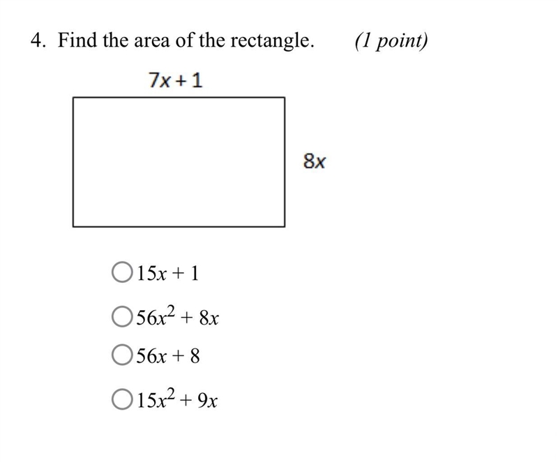 Find the area of the rectangle. A rectangle is shown. The left side is labeled with-example-1