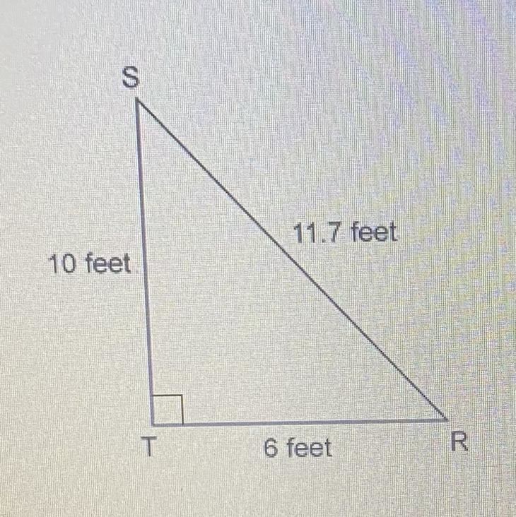 Select the correct answer.What is the area of STR?A. 30 square feetB. 34.5 square-example-1