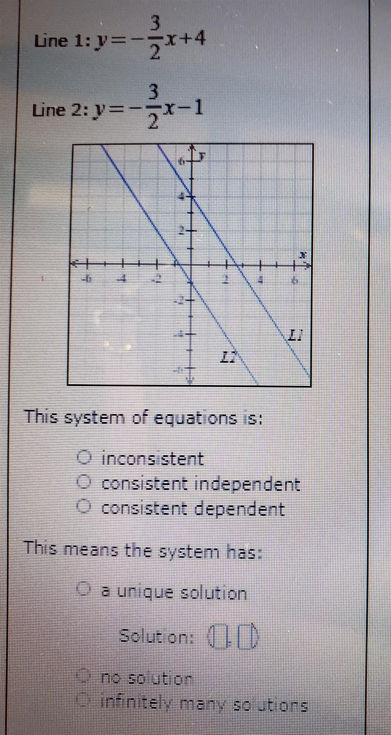 classify the system as "consistentdependent", "consistent independent-example-1