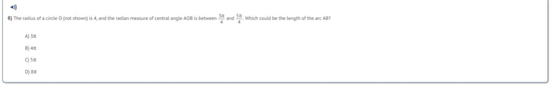 The radius of circle O (not shown) is 4, and the radian measure of central angle AOB-example-1