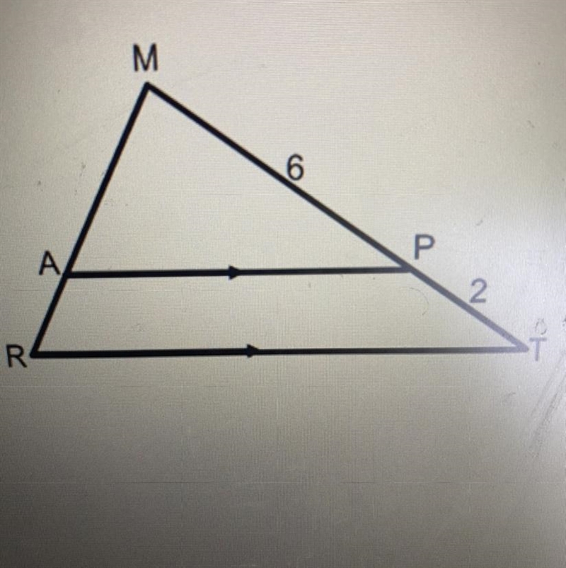 The Area of Triangle MAP is 36 cm^2. Find the area of Triangle MRT.-example-1