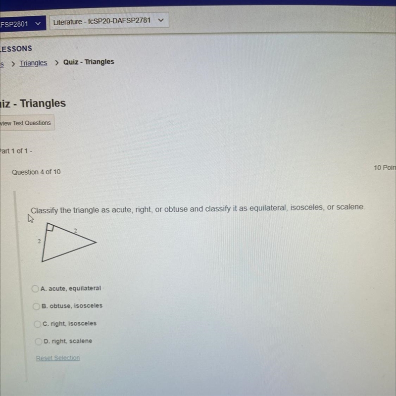 Classify the triangle as acute, right, or obtuse and classify it as equilateral, isosceles-example-1