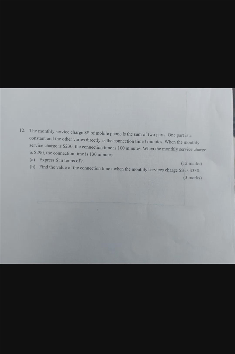 The monthly service charge $S of mobile phone is the sum of two parts. One part is-example-1