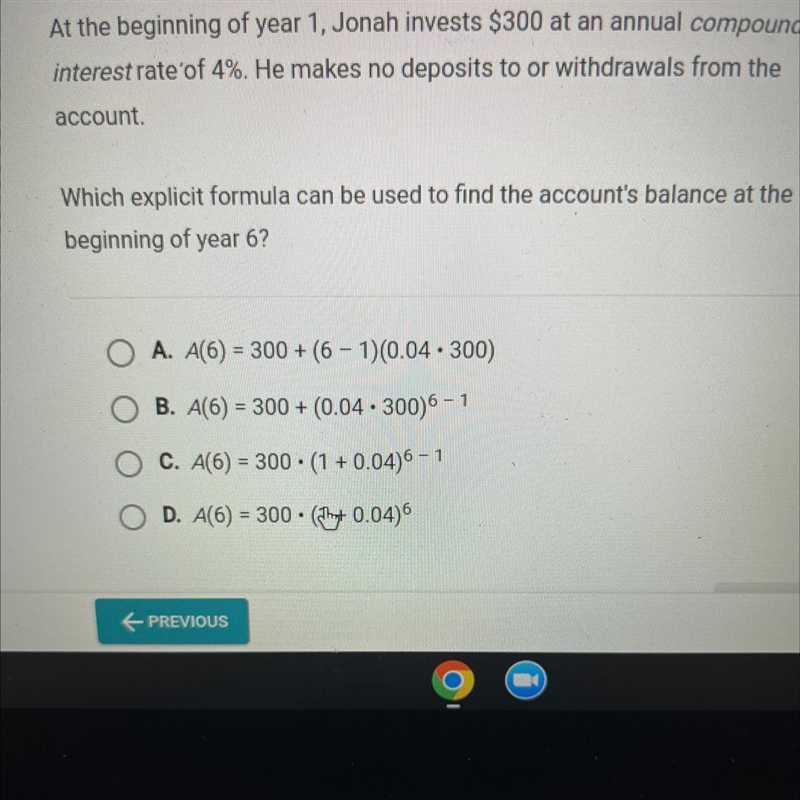 At the beginning of year 1, Jonah invests $300 at an annual compoundinterest rate-example-1